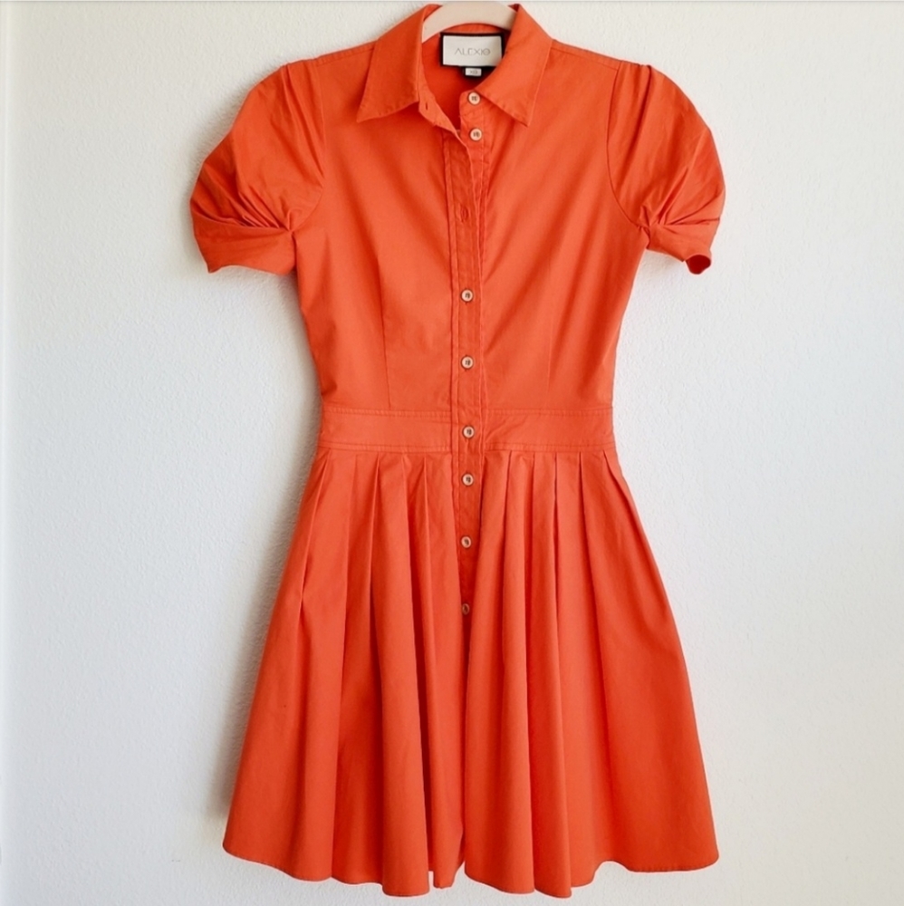 Alexis Button Front Dress in Orange XS